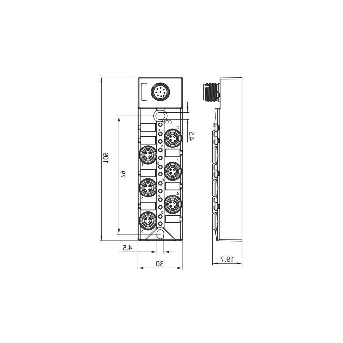 M8分线盒、PNP、6端口分体式、带LED、M12集成接口基座、23P6S1