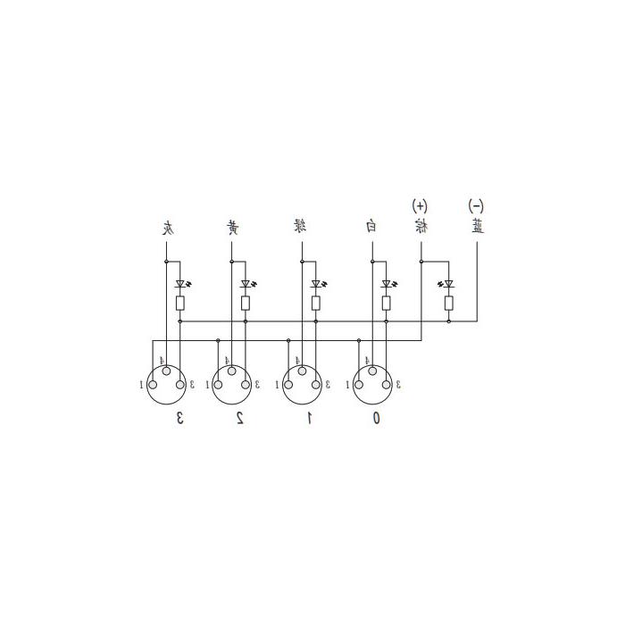 M8分线盒、单通道、PNP、4端口一体式、带LED、PVC非柔性电缆、灰色护套、23P421-XXX