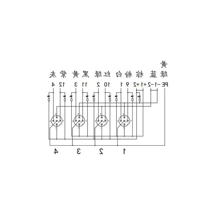 M12分线盒、双通道、NPN、4端口分体式、带LED、PCB端子、24N40G