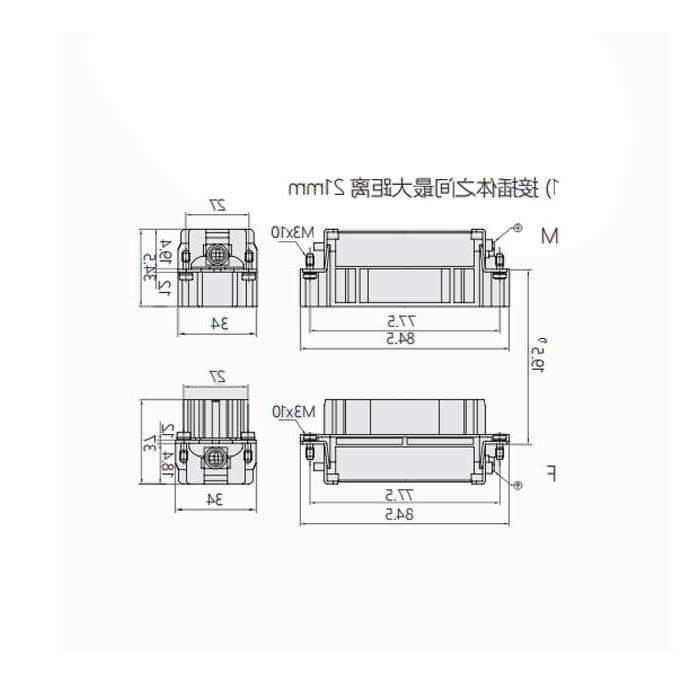 公芯件、冷压接、适配H16B外壳、HEEE-040-M、09320403001